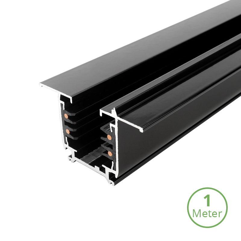 3-Fase Inbouw Rail 100CM - Zwart - Inbouw - Outledtl.nl
